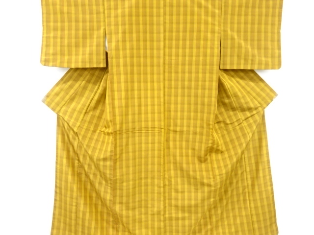 JAPANESE KIMONO / ANTIQUE KIMONO / SILK / YONEZAWA TSUMUGI / WOVEN GRID